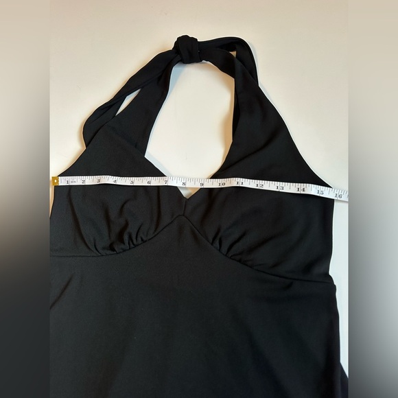 Women’s Black IOS Halter Tie Dress Size M Sleeveless Stretch Cocktail Party - Picture 2 of 5